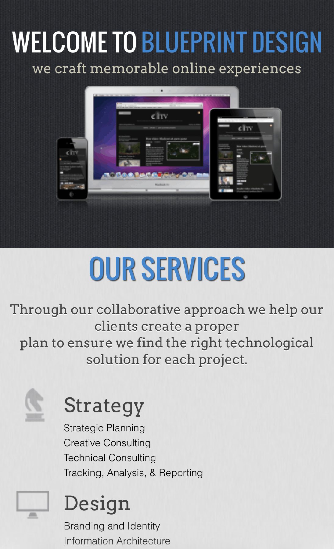 Archived Blueprint Design Studio responsive website design from 2012