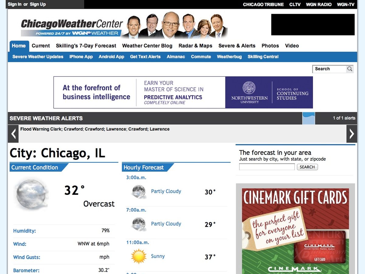 Chicago Weather Center WGN website design