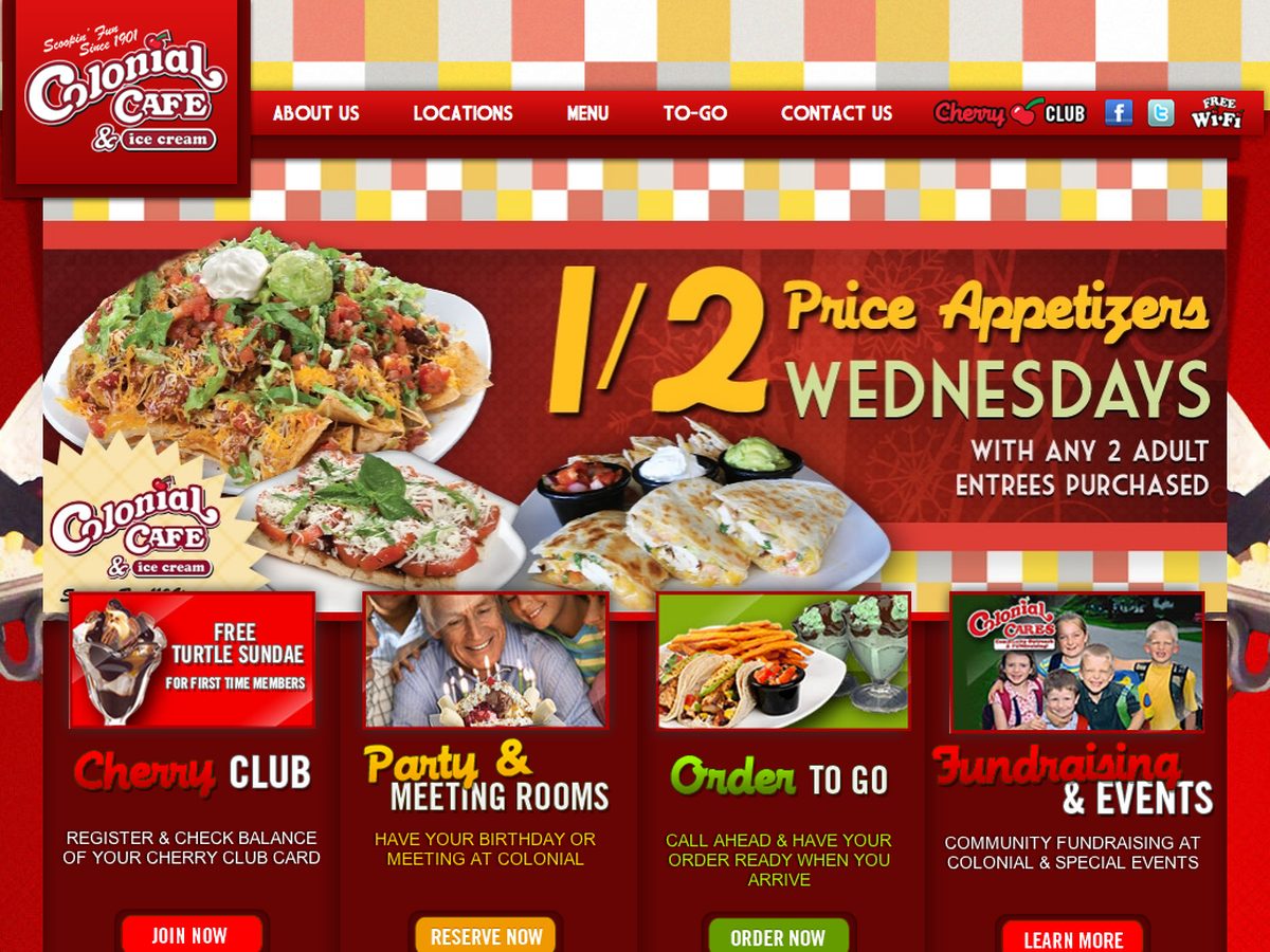 Colonial Cafe restaurant website design