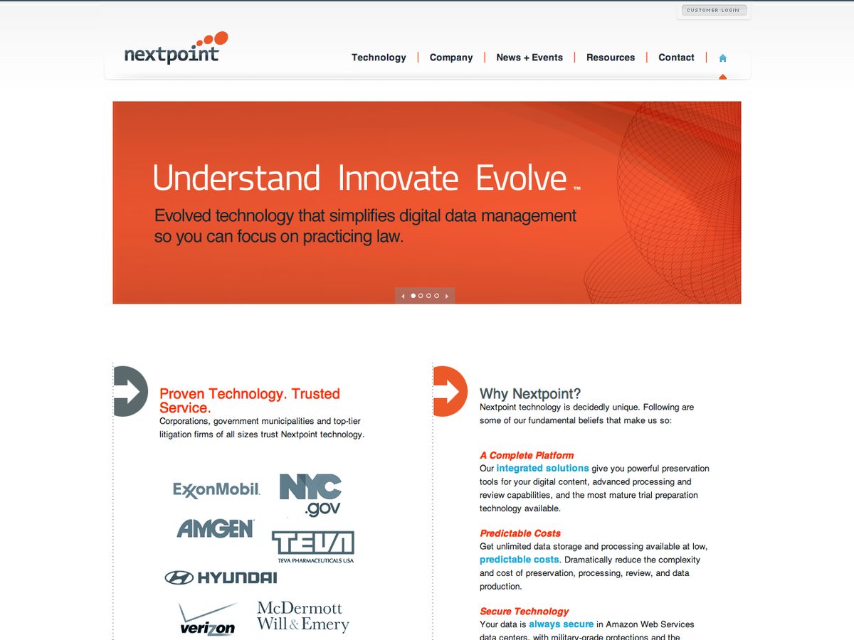 NextPoint legal technology website design