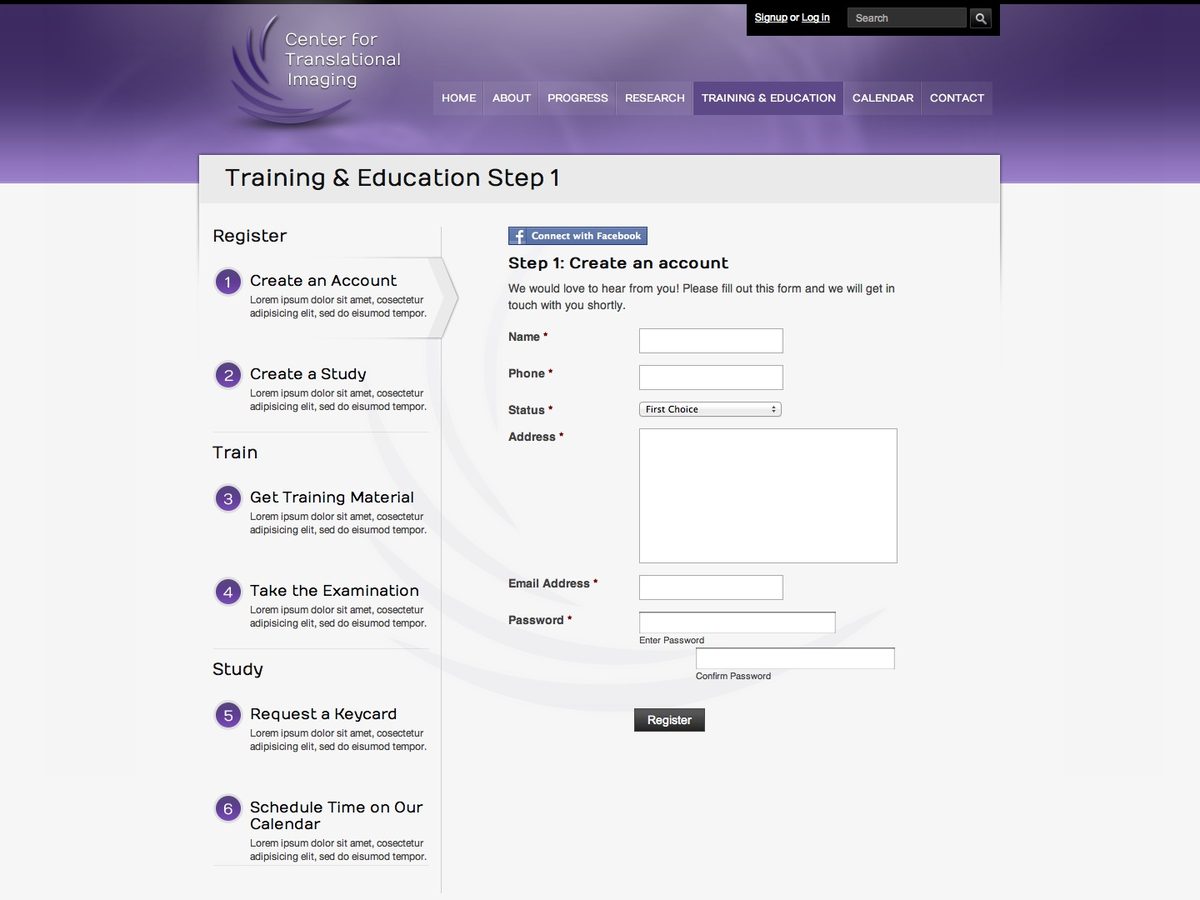 Northwestern CTI registration UX design