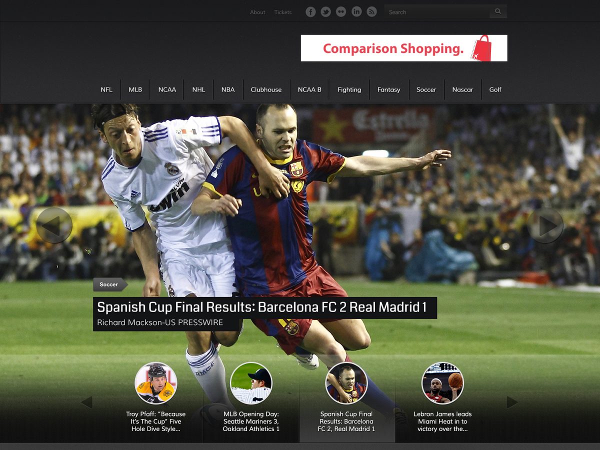 Sports media network website design