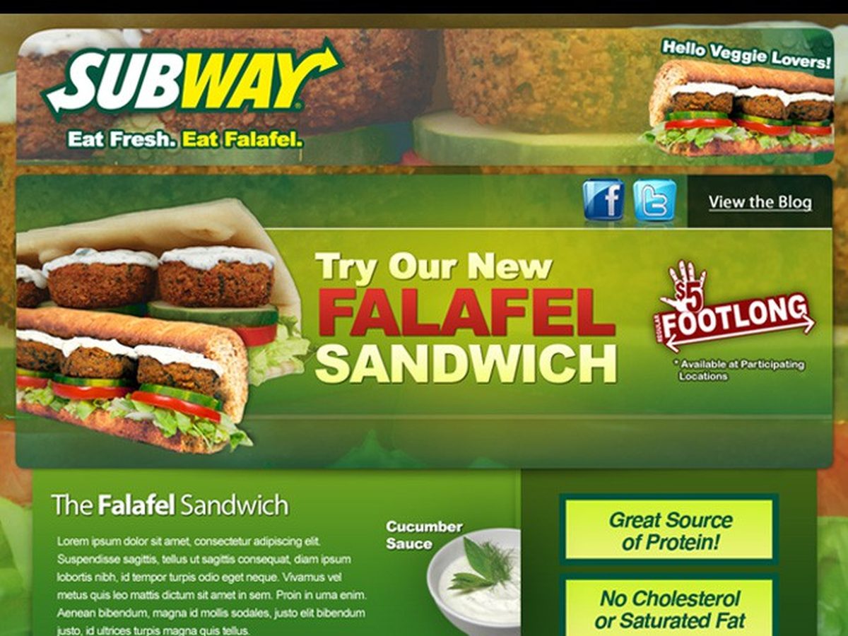 Subway falafel campaign microsite web design